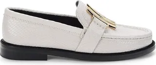 Snake Embossed Leather Loafers