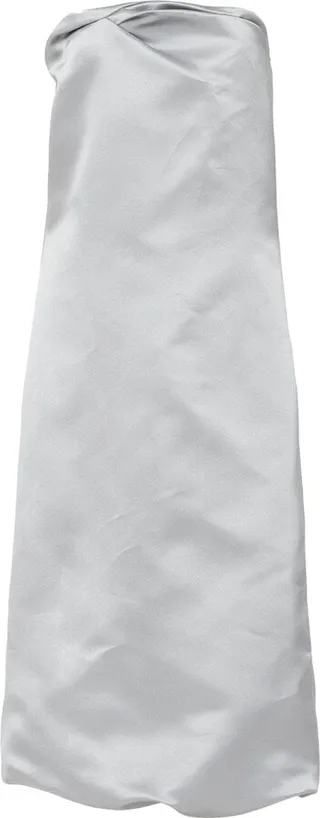 Strapless Silk Satin Midi Dress