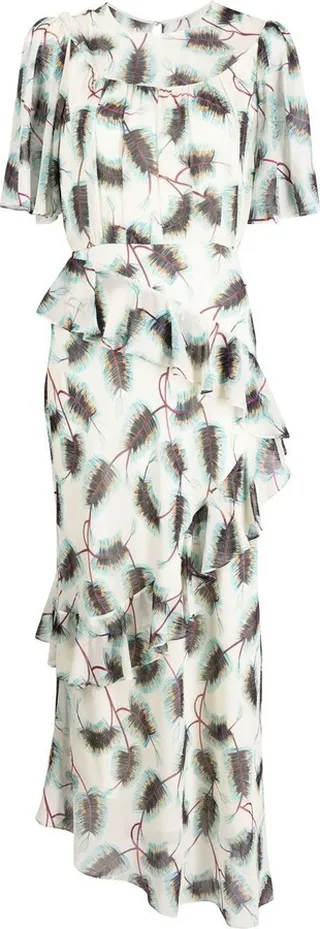 Vida feather-print silk dress