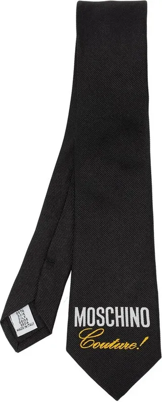 Moschino Couture! Logo-Printed Pointed Tip Tie