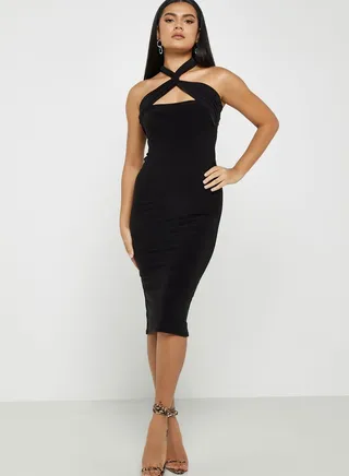Halter Neck Cut Out Detail Dress