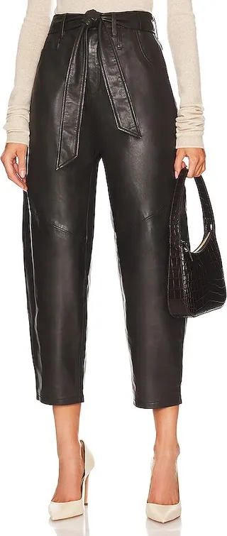 Stevie Barrel Leg Leather Pant