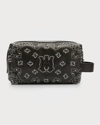 Men's Bandana Leather Toiletry Case
