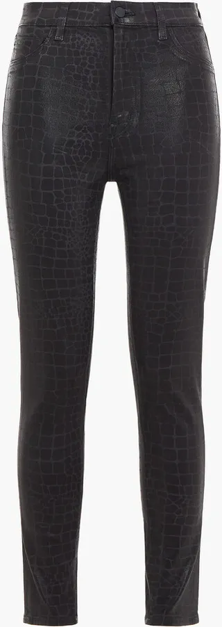 Leenah croc-effect high-rise skinny jeans