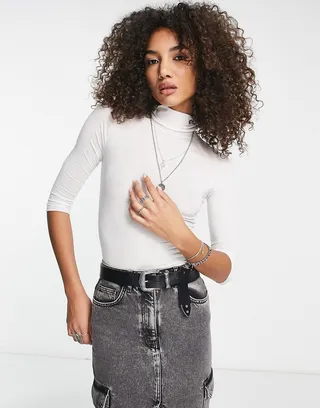 Free People Modern turtleneck jersey top in white