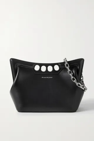 Alexander McQueen - The Peak Cutout Leather Shoulder Bag - Black