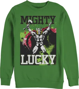 Men's Marvel St. Patrick's Day Mighty Lucky Thor Sweatshirt - Kelly Green - X Large