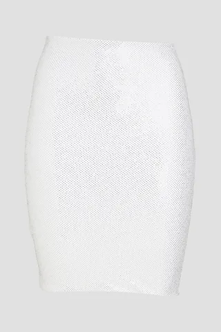 Crystal-embellished stretch-jersey mini skirt