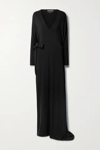 TOM FORD - Belted Stretch-jersey Gown - Black
