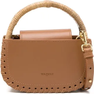 Wicker-Trim Crossbody Bag