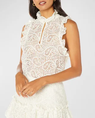 Daniella Keyhole Sleeveless Lace Blouse