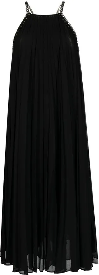 Pleated Chain-Detail Midi-Dress