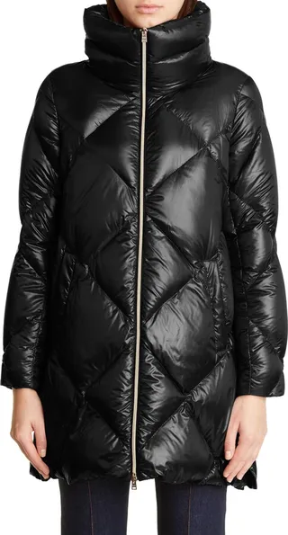 Diamond Quilted High-Low Down Jacket