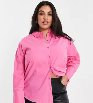 Vero Moda Curve oversized shirt in pink