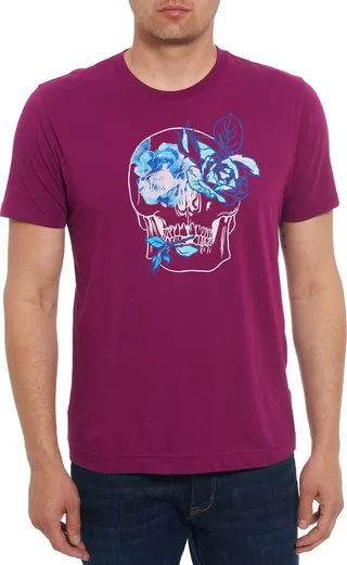 Hibiscus Skull Cotton Graphic T-Shirt