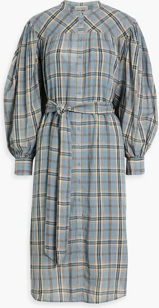 Fayette gathered checked cotton-voile dress