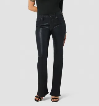 Barbara High-Rise Bootcut Petite Jean in Noir Coated
