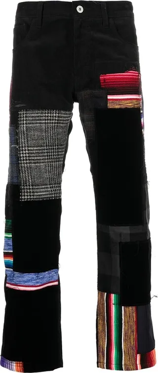 Patchwork-Detail Straight-Leg Trousers