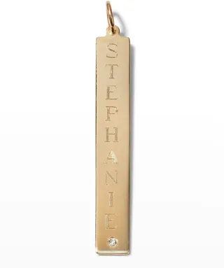 Melange 14K Gold Leigh Engraved Dog Tag with Diamond