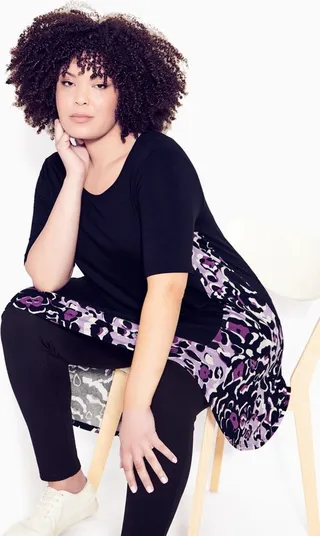 AVENUE | Women's Plus Size Lyric Print Tunic - berry safari - 16W