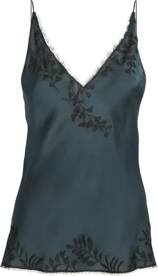 Carine Gilson Silk Lace-Trim Camisole