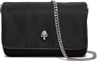 Skull Black Nylon Crossbody Bag