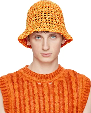 AGR Orange Crochet Bucket Hat