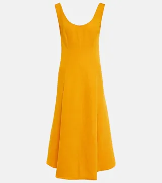 Linen-blend midi dress
