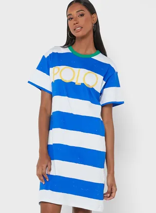 Striped Crew Neck Dress