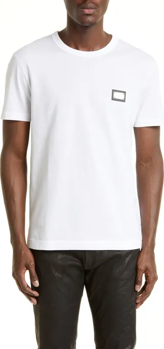 Logo Plate Crewneck Cotton T-Shirt