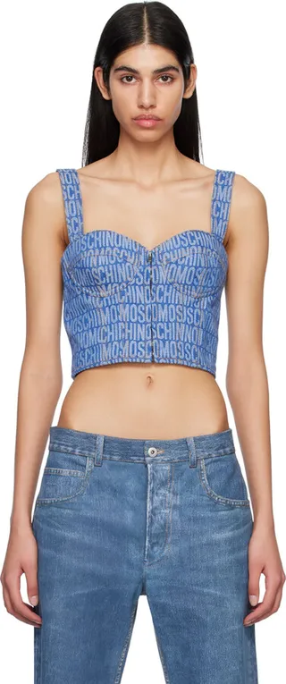 Moschino Blue Jacquard Denim Camisole