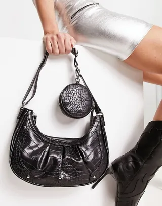 New Look shoulder bag with zip detail in black