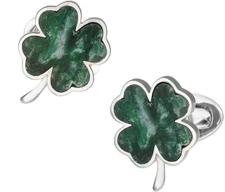 Green Onyx Clover Cuff Links