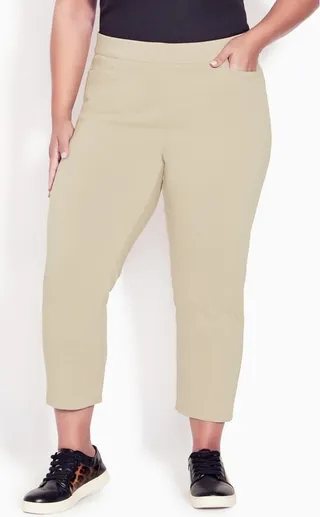 AVENUE | Women's Plus Size Super Stretch Crop Pant - stone - 32