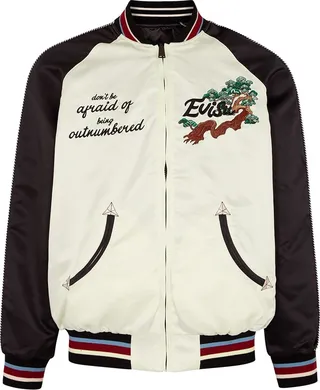 Evisu Souvenir Reversible Satin Bomber Jacket