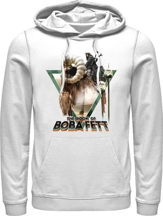 Men's Star Wars: The Book of Boba Fett Bantha Ride Boba Pull Over Hoodie - White - 3X Large