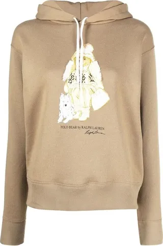 Neutral Polo Bear Print Hoodie