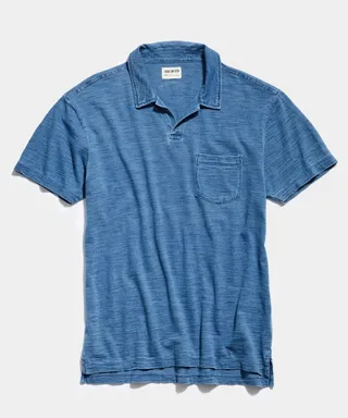 Bleached Indigo Slub Jersey Montauk Polo
