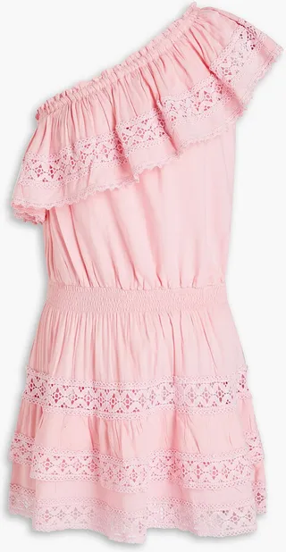 Debbie one-shoulder ruffled voile mini dress