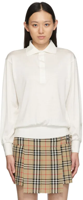 Burberry White Monogram Motif Polo