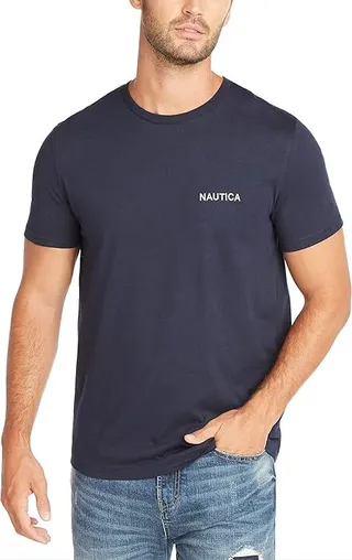 Nautica Men's Short Sleeve Solid Crew Neck T-Shirt (Navy Solid) Men's T Shirt