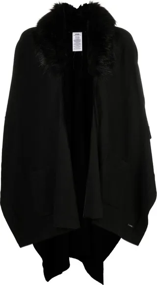 Ruana faux-fur trim cape