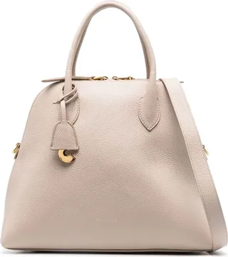 Grained-Leather Zip-Up Tote Bag