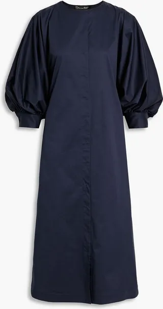 Gathered cotton-blend poplin tunic