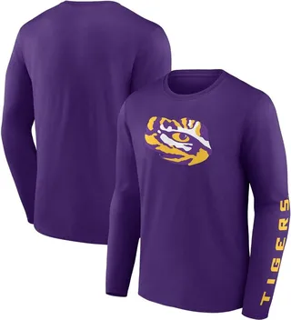Men's Fanatics Branded Purple Lsu Tigers Double Time 2-Hit Long Sleeve T-shirt
