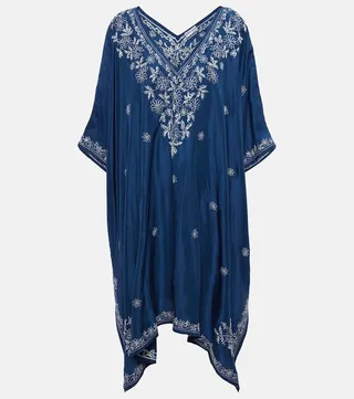 Printed silk midi dress