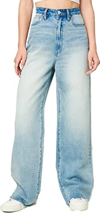 [BLANKNYC] Womens Ribecage Wide Leg with Fray Hem Finish Jeans