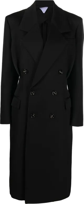 Black Double-Breasted Wool Coat