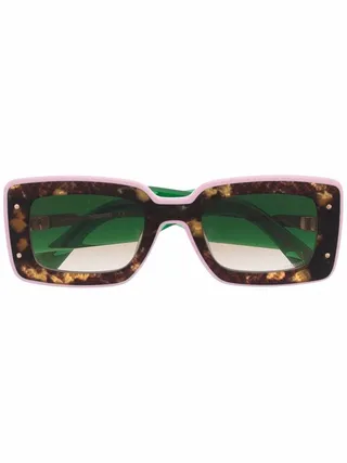 Square-Frame Tortoiseshell Sunglasses
