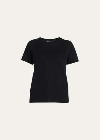 Cashmere Short-Sleeve Crewneck Top